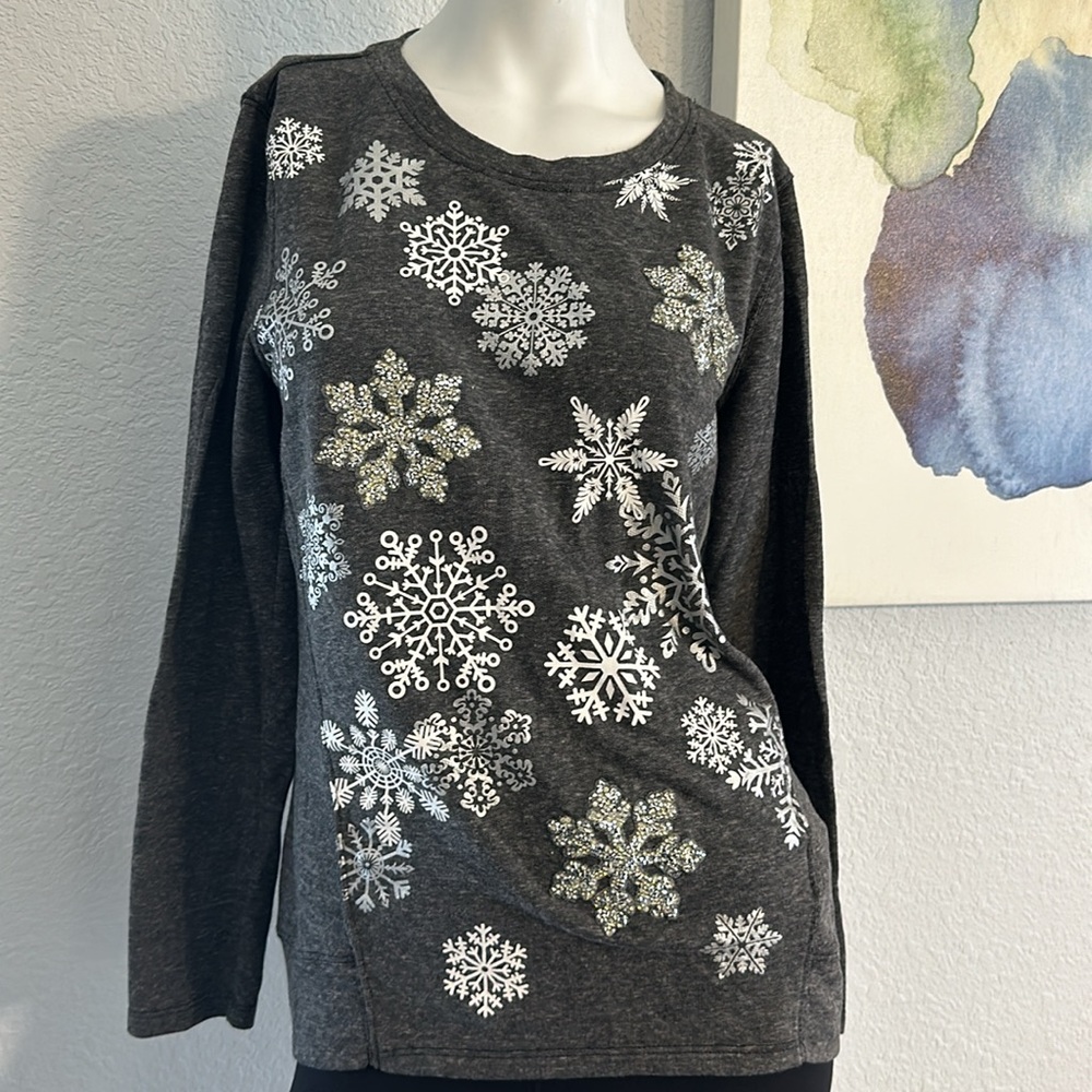Style&co  Womens Sweater Snowflakes Long Sleeve - Picture 3 of 8